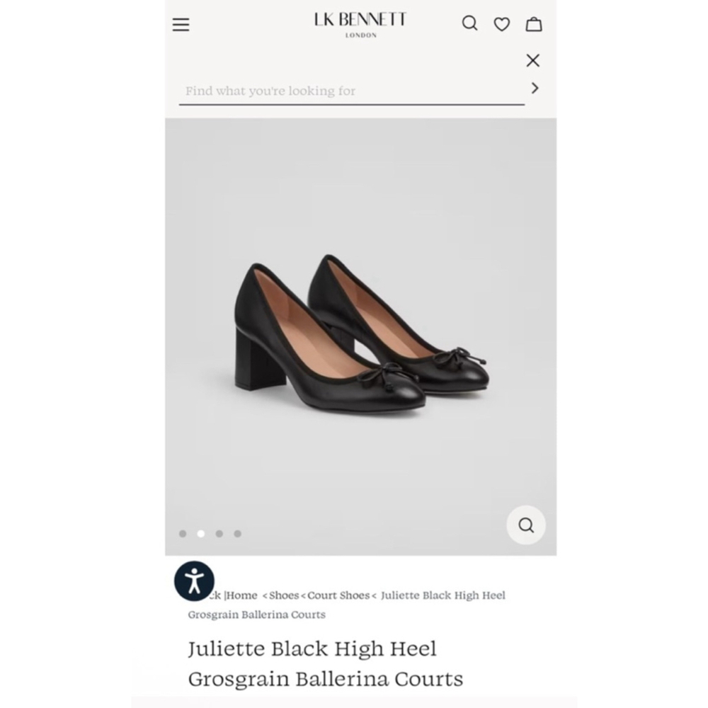 New LK BENNETT Black Nappa Leather Block Heel Ballerina Courts 10 - Picture 2 of 5